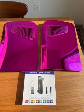 Led Strip Lights for PS5 and Hot Pink Metallic Face Plate Cover